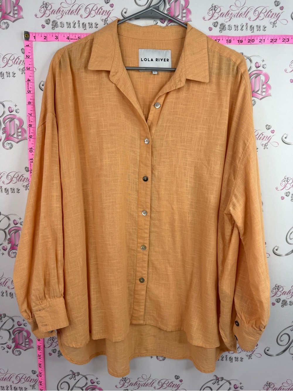 Lola River cotton shirt orange Women's Button-Down Shirt in Peach